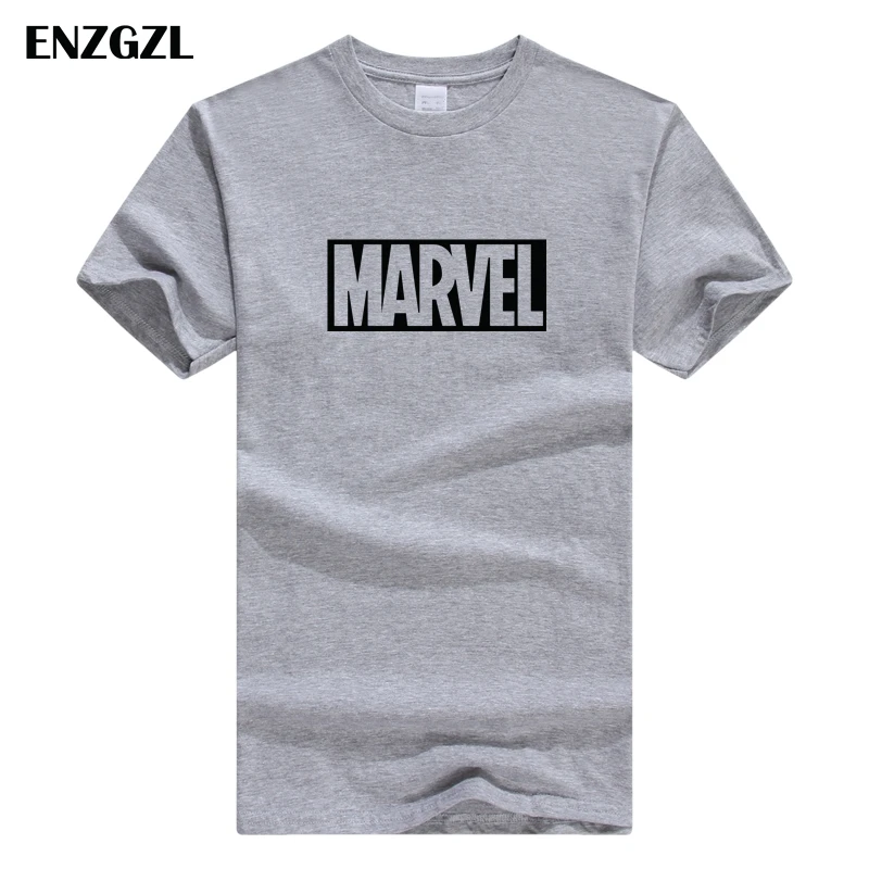 ENZGZL одежда летние футболки мужские MARVEL хлопок короткий рукав Футболка облегающая Мужская футболка с круглым вырезом XS S M L XL уличная одежда - Цвет: D-GRAY
