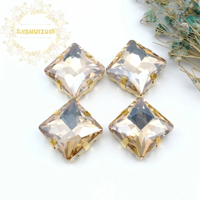 Классический стиль шампанского квадратное стекло Кристалл пришить стразы с