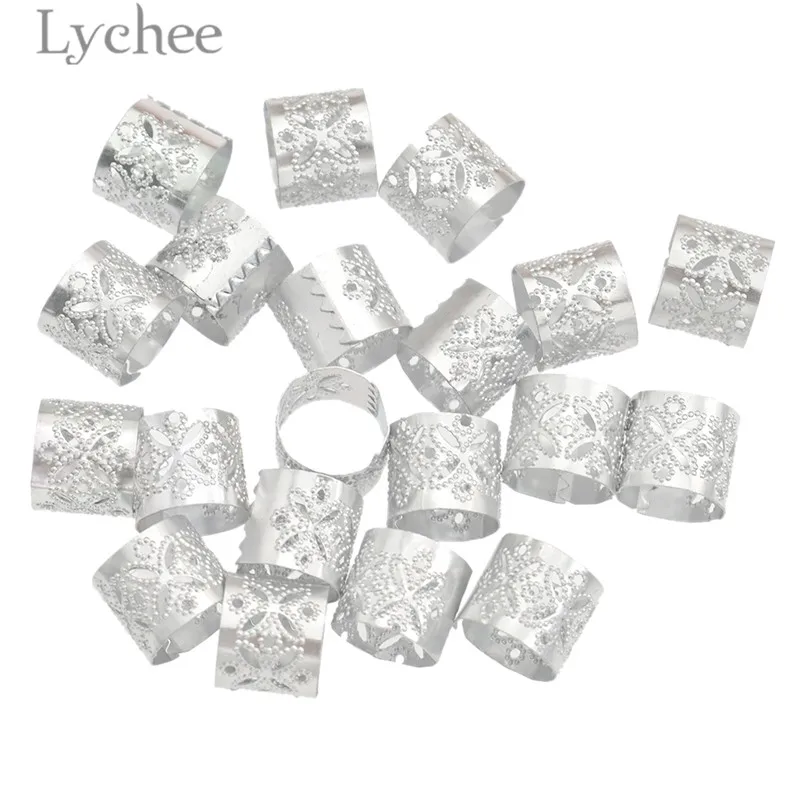 Lychee 20 шт модные алюминиевые дреды бисер смешанный цвет полые волосы оплетка