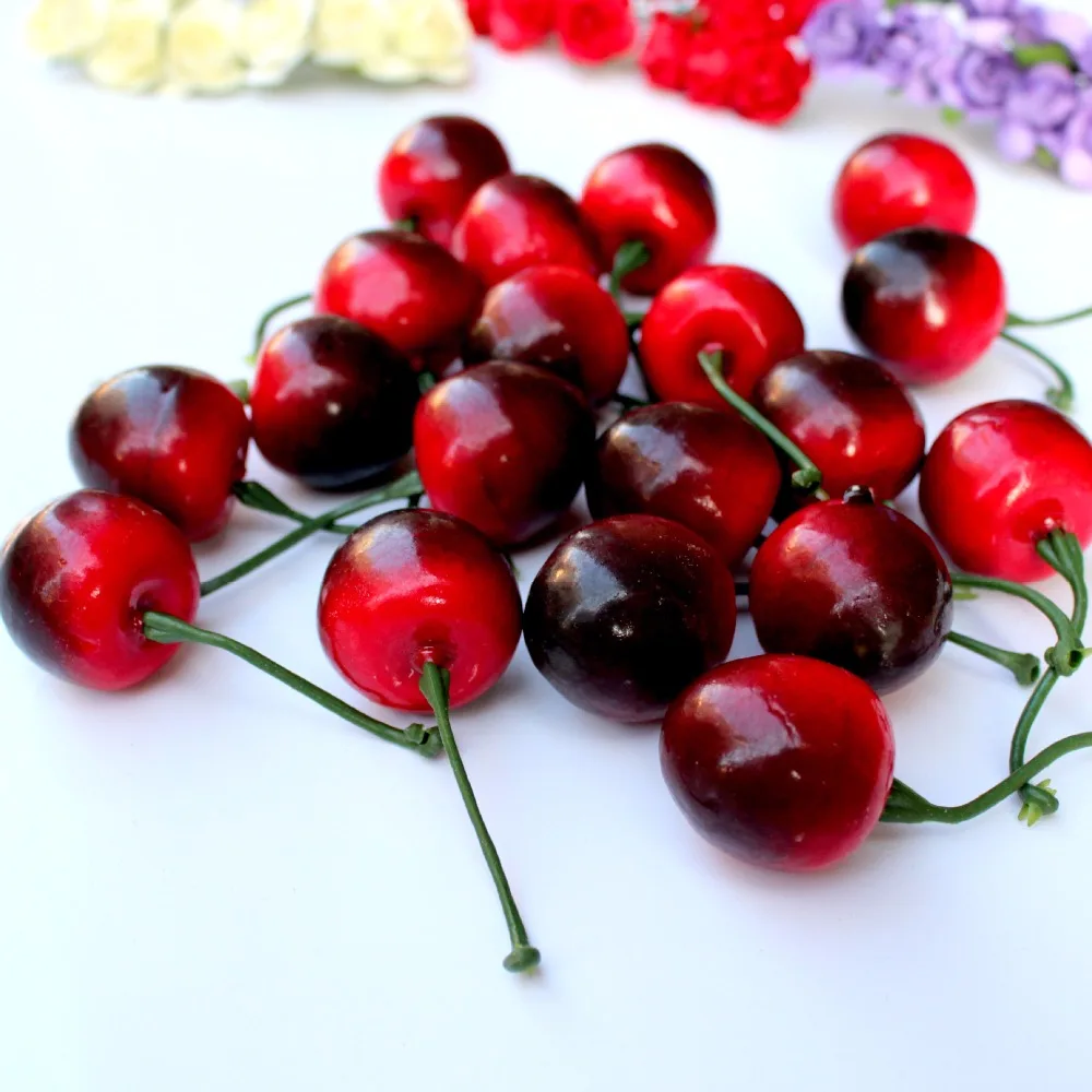 20Pcs Mini Simulation Small Cherry Foam Plastic Fake Artificial Fruit Model Party Kitchen Wedding Christmas Tree Decoration | Дом и сад