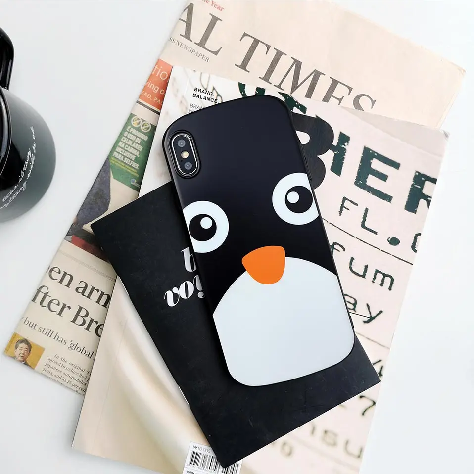 Милый чехол для телефона с пингвином iPhone XS Max 6 7 8 мягкая задняя крышка из ТПУ S Plus X
