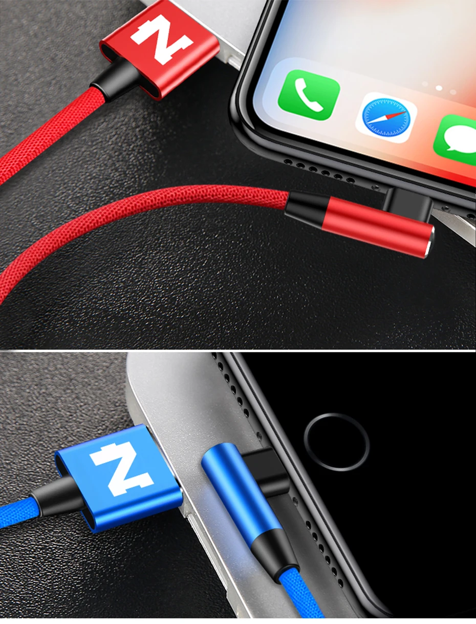 NOHON L изгиб USB кабель 90 градусов зарядное устройство кабель для Apple iPhone X 8 7 6 6S Plus iOS 8 9 10 11 Быстрая зарядка Реверсивный провод