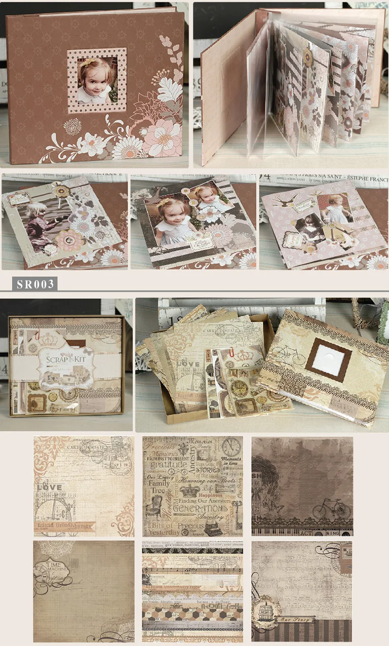 DIY мини-альбом с отрывными листами фотоальбом, вискоза, Набор для изготовления классических скрапбукингов, альбом для детей на день рождения, свадьбу, скрапбукинг, подарок