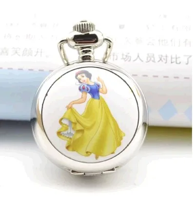 

10 pcs/lot good quality Princess Snow White Necklace Pocket Watch Child Girl Watch Wholesale