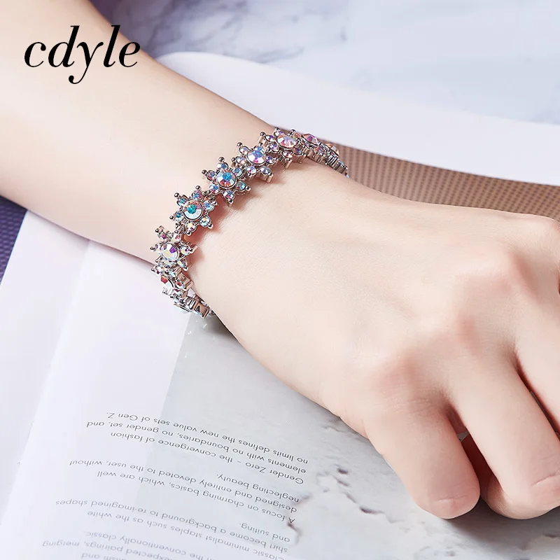 Cdyle, украшенные кристаллами Swarovski, браслеты, шарм, австрийские кристаллы, цветок, браслеты, Модные женские ювелирные изделия, лучшие подарки