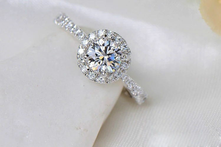 Однотонное Платиновое кольцо PT950 1 карат бриллиантовый круглый D Цвет VVS1