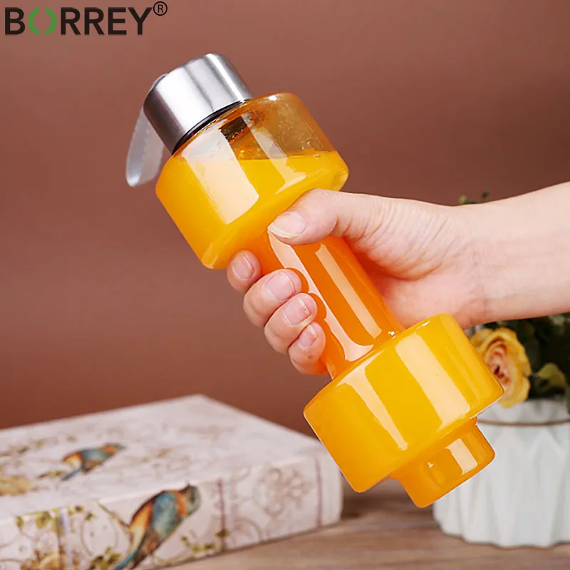 Пластиковая Спортивная бутылка для воды BORREY 550 мл в форме гантели фитнеса