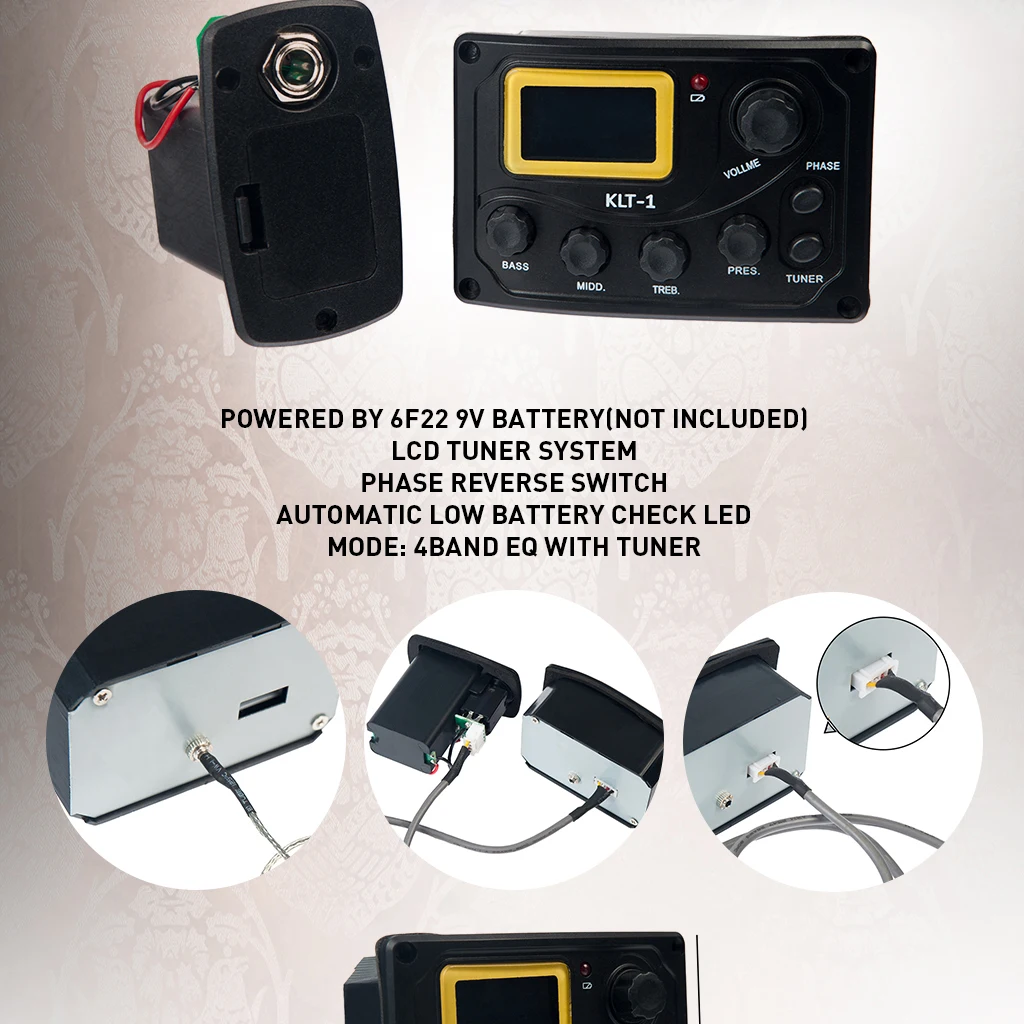 Акустическая гитара pick up Preamp LC-5 5 полос эквалайзер Акустическая гитара Preamp Эквалайзер Тюнер Пьезо керамический пикап