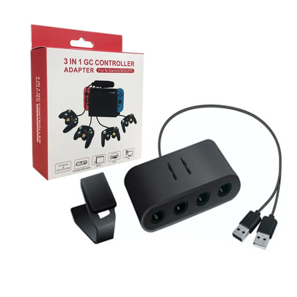 Конвертер для коммутатора/WiiU/PC/NGC 3 в 1 с 4 портами USB игрового кубического