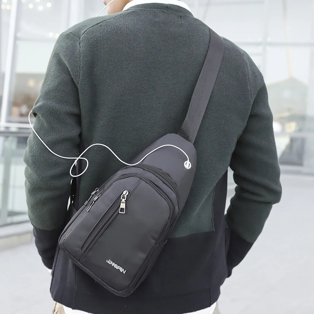 Нагрудная сумка мужская модная уличная однотонная универсальная через плечо