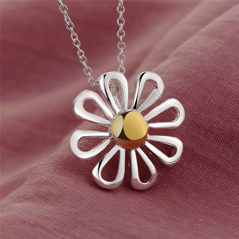 Золотой цветок красивый дизайн серебряный цвет кулон ожерелье Модные ювелирные