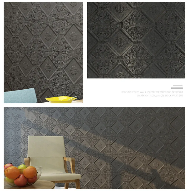2x 3D Rhombus Flower Pattern Wall Sticker Covering Decor Renovate 585 x 585 x 7mm Eco-friendly PE Foam Waterproof