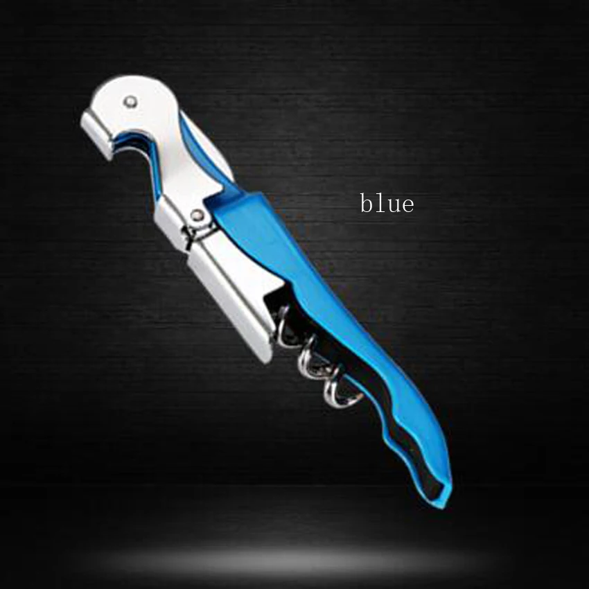 blue 8 цветов Нержавеющая Винтовая штопор открывалка профессиональная двойная петля официанты винная бутылка пивная Крышка открывалка барные инструменты с логотипом - Цвет: blue
