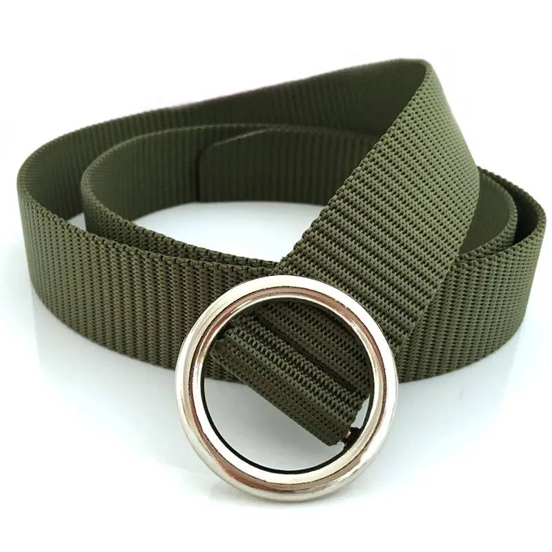 Unisex Canvas Belt Fabric Webbing Waist Casual Circle Ring Plain Nylon Waistband men waist female belts casual outdoor | Аксессуары для