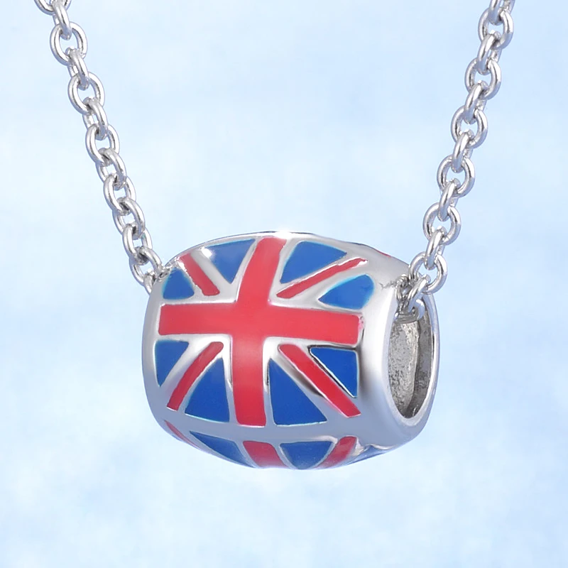 100% 925 стерлингового серебра подвески в виде британского флага шаблона баррель