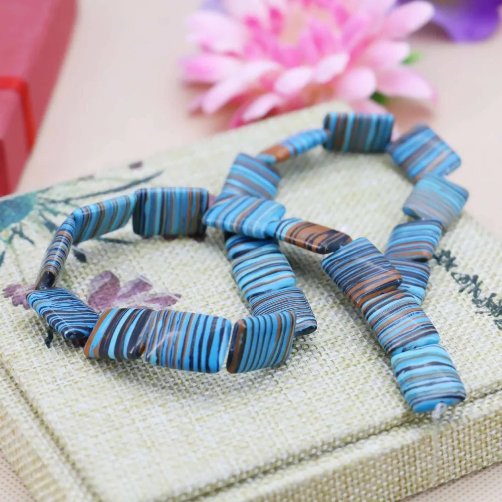 13х18 Лидер продаж свободные бусы прямоугольной формы в цветную синюю полоску из