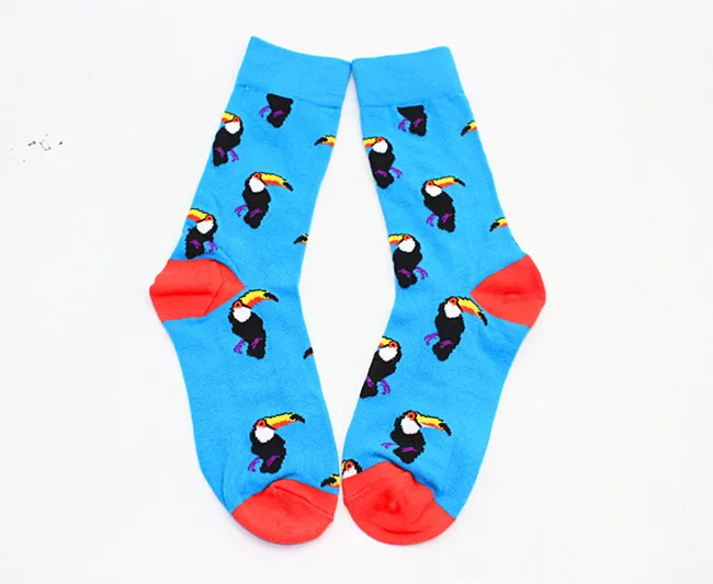 Носки с рисунком PacMan, фолифора, пингвин, кактус, головоломка, тигр, носорог, ласточка, панда, будильник, радио, Мультяшные мужские хлопковые носки