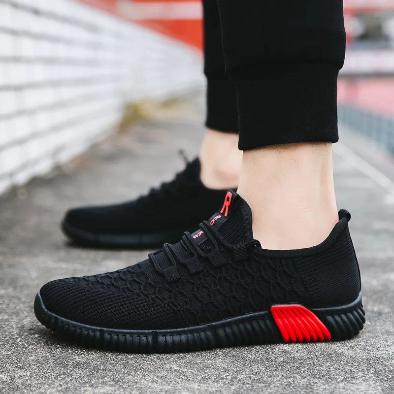 2019 мужская обувь повседневная черные кроссовки на шнуровке мягкая без шнуровки