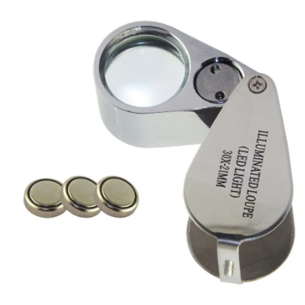 30X LED ювелирное украшение в виде лупы увеличительное стекло мини ювелирные