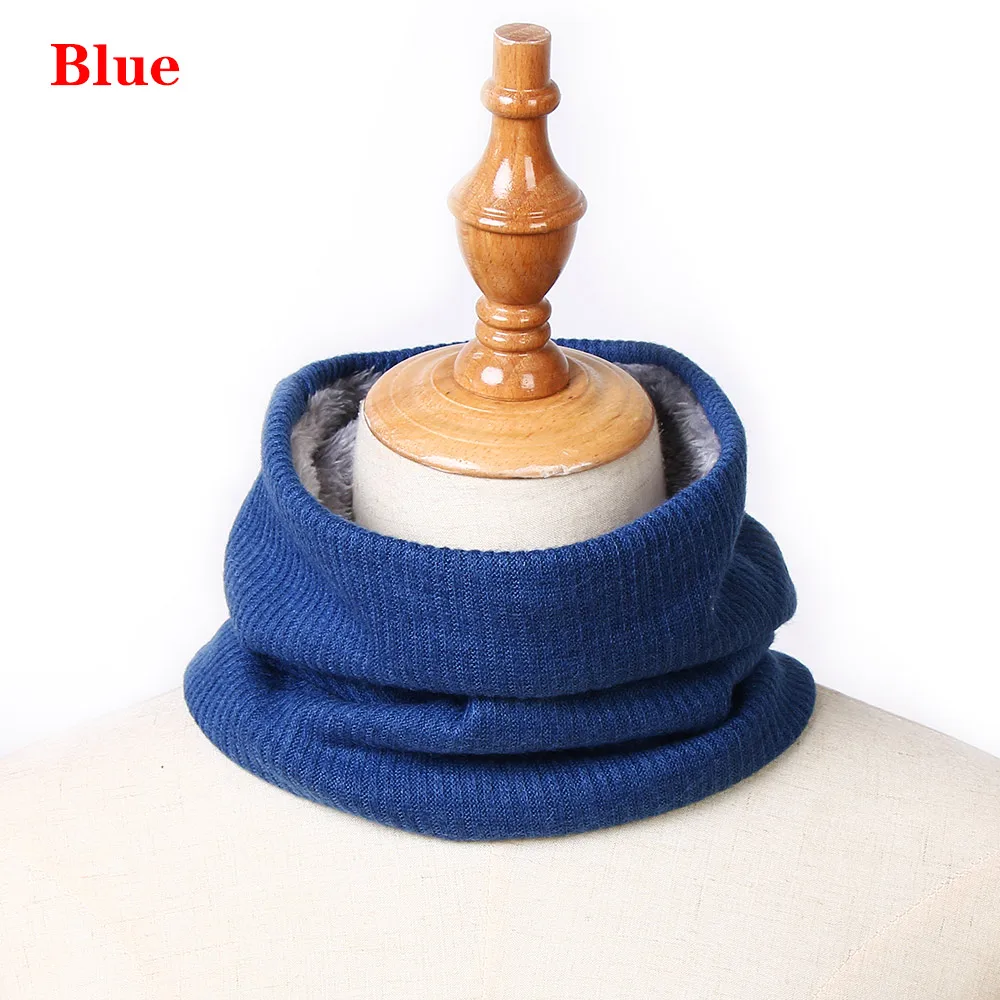 blue Модные зимние шарфы для женщин, шарфы с кольцом, шейный платок, толстые теплые аксессуары для шеи, детский шарф с воротником - Цвет: blue