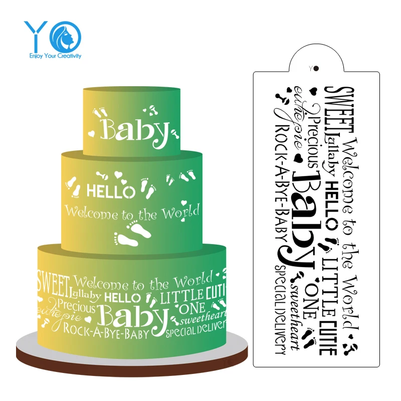 14in * 6in Hello Детские слова трафарет для торта инструменты украшения тортов из