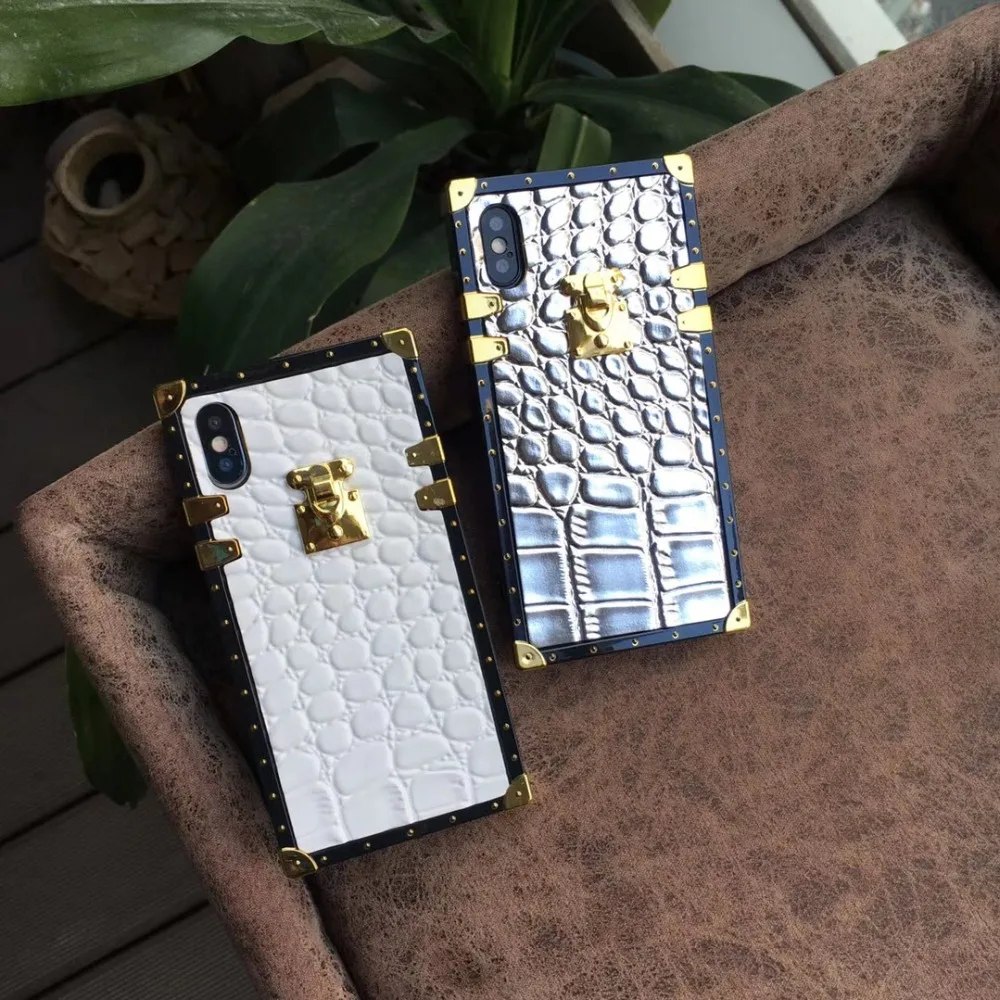 Чехол из крокодиловой кожи с золотыми пуговицами для iPhone X XR Xs Max 8 8plus 7 plus мягкая