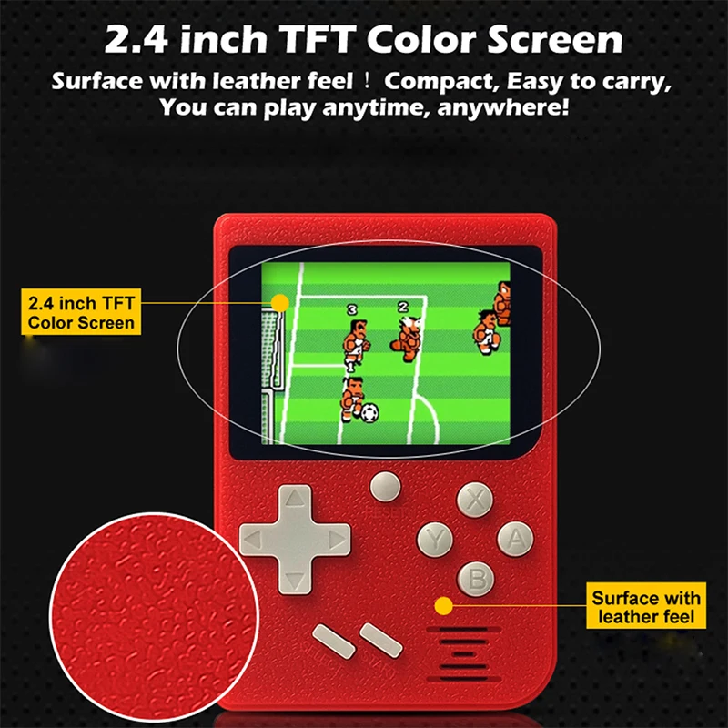 Портативная мини-консоль для видеоигр в ретро стиле 8 бит с цветным ЖК-экраном