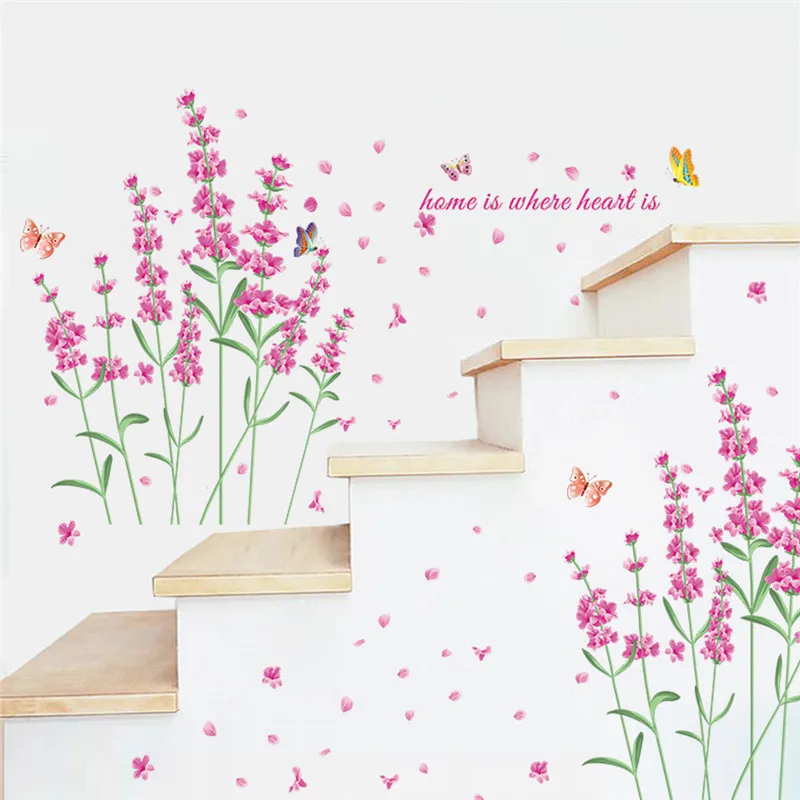 Романтические DIY наклейки на стену с природными цветами и бабочками для дома где