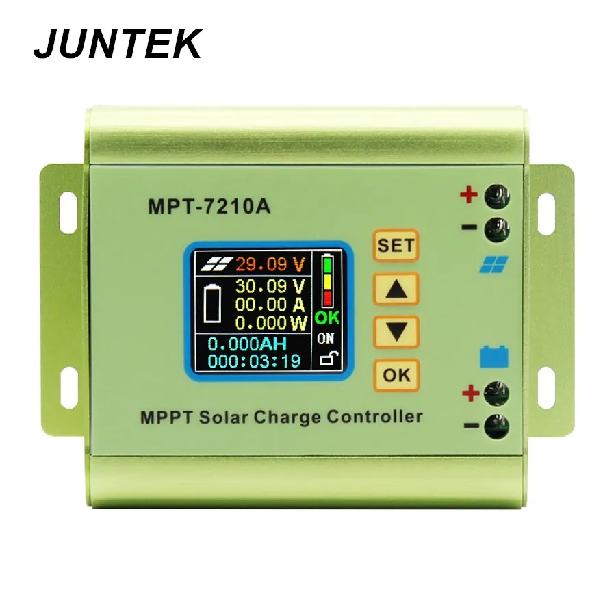 Juntek MPT-7210A ЖК-дисплей Дисплей со слежением за максимальной точкой мощности, Панели солнечные контроллер заряда 24/36/48/60/72V повышающий Солнечный Батарея контроллеры