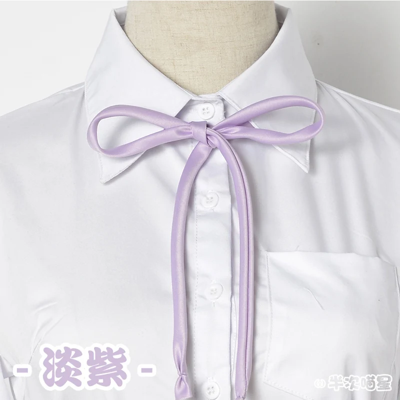 add 1 rope purple Японская школьная рубашка с квадратным воротником и коротким рукавом непрозрачные однотонные белые рубашки для униформы - Цвет: add 1 rope purple