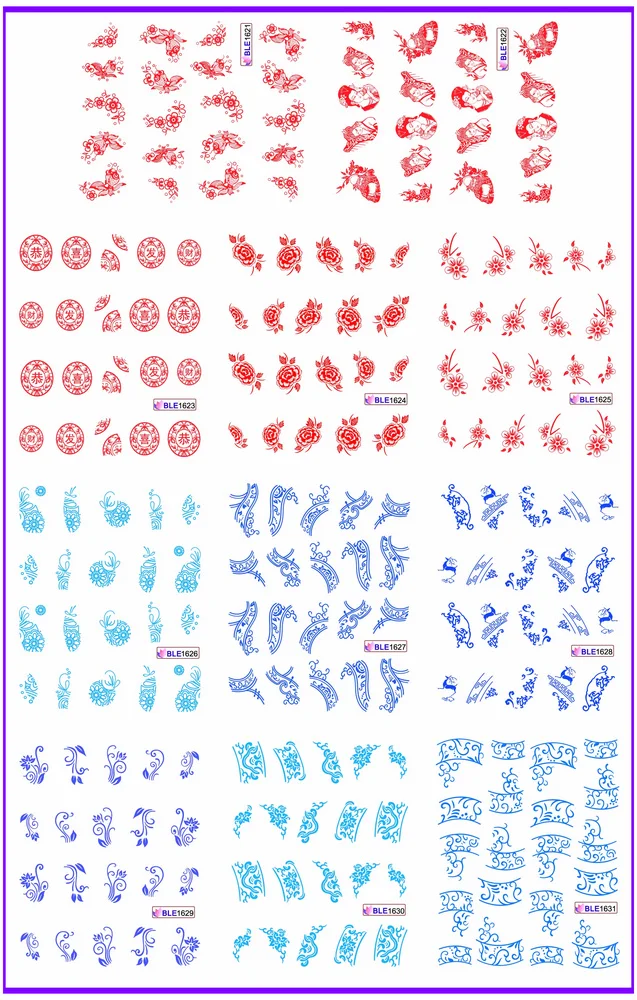 

11 PACK/ LOT WATER DECAL NAIL ART NAIL STICKER CHINESE NEW YEAR BLUE BEAUTY VINTAGE LADY BLE1621-1631