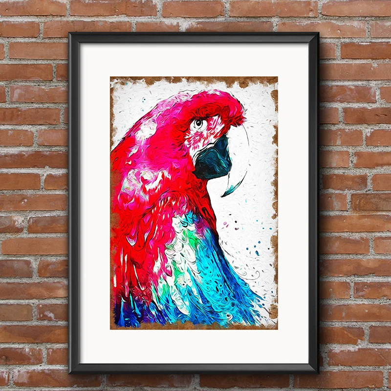 COSY MOMENT Colorful Macaw Parrot художественный холст картина Птица Тропический Psychedelic постер
