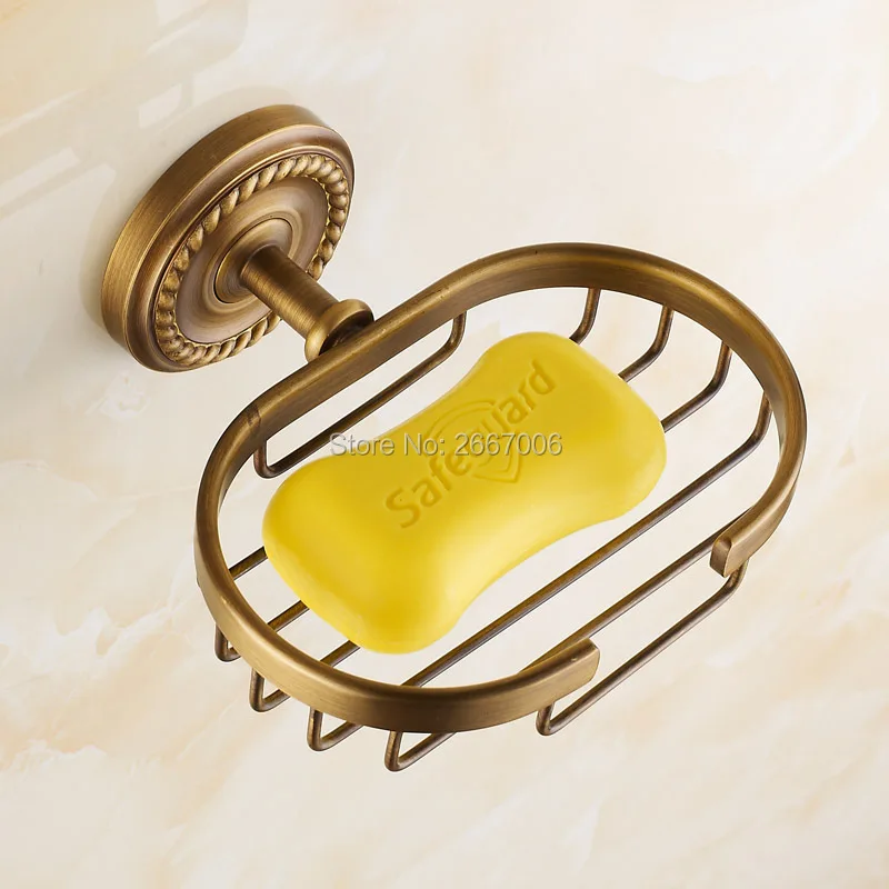 

Free shipping New Durable Bathroom Accessories Soap Dish Wall Mounted Copper Brass Classic Retro Soap Holder Soap Basket ZR2600