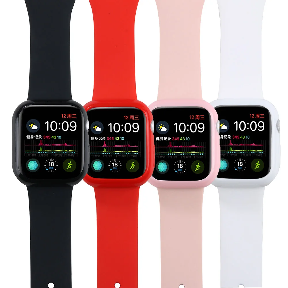 Защитный чехол рамка для Apple Watch серии SE/6/5/4 мягкий гибкий из ТПУ iWatch 40 мм 44 Тонкий