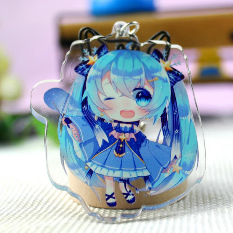 Hatsune Мику акриловый брелок Luo Tianyi аниме подвеска автомобильные аксессуары японский прозрачный брелок игра зеленый лук Брелок