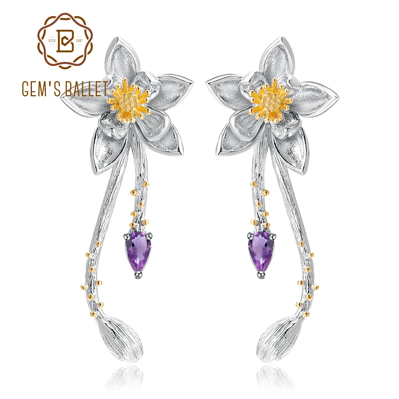 Женские Балетные серьги gemb's 0 39ct натуральный аметистовый драгоченный камень