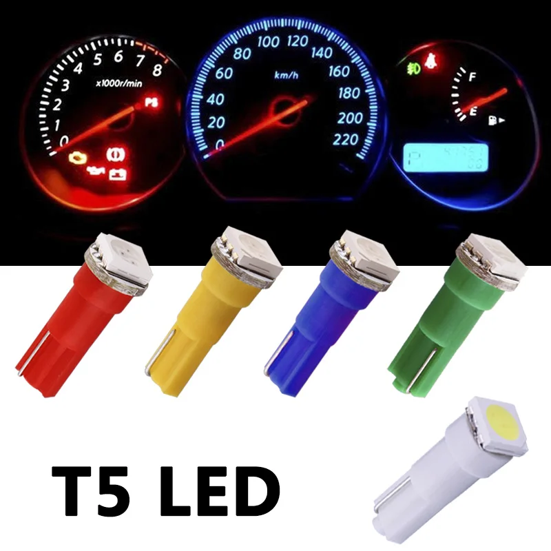 10 шт., T5 1 SMD, красный светодиодный светильник на приборной панели, лампочка для автомобиля, 74 тире, светодиодный светильник для салона автомобиля, автомобильный светильник, источник для парковки, 12 В