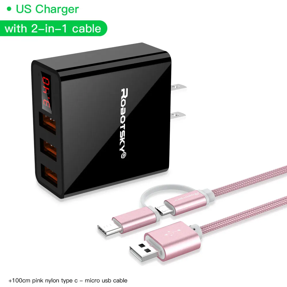Обновление 3 порта Usb настенное зарядное устройство 3.4A светодиодный дисплей Универсальное зарядное устройство адаптер для мобильного телефона Iphone Xiaomi Ipad Us Eu Plug
