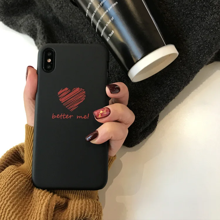 Жесткий черный чехол с сердечком для iphone 7 8X6 6 S s X XR XS Max 8 Plus чехол|Бамперы| |
