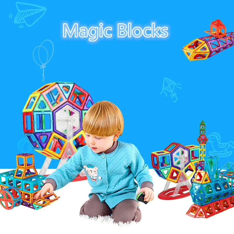 

40pcs Big Size Magnetic Designer Blocks Plastic Building & Construction Toys Magnetic Tiles Set Educational Toys For Children