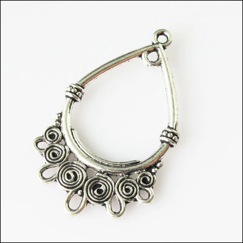 15 шт. старину серебро цветная слеза с очаровательным цветочным принтом Подвески