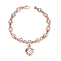 heart link chain rose gold filled womens bracelet wrist chain gift