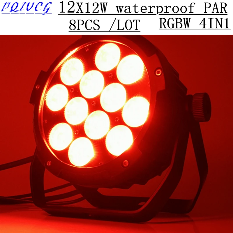 8 шт. в партии 12X12W Водонепроницаемый светодиодный Par Светильник RGBW 4in1 IP65 PAR dmx512