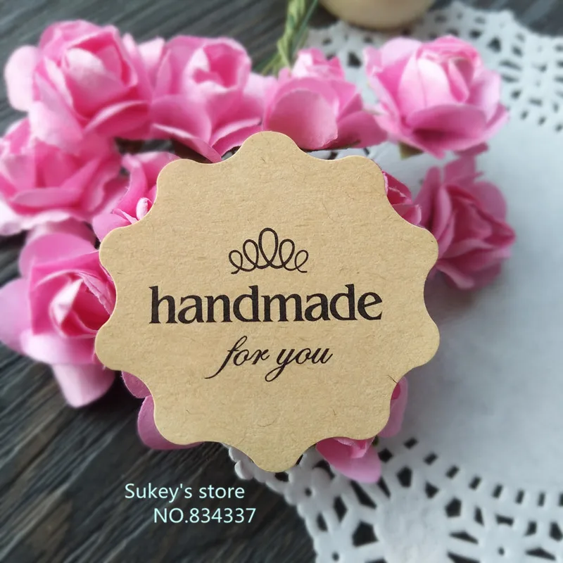 

240pcs/lot Kraft paper,"hand made"sealing sticker baking package cake box decoration packaging sticker