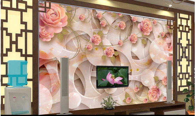 Пользовательские 3D обои красная роза фрески для гостиной спальни ТВ фон стены
