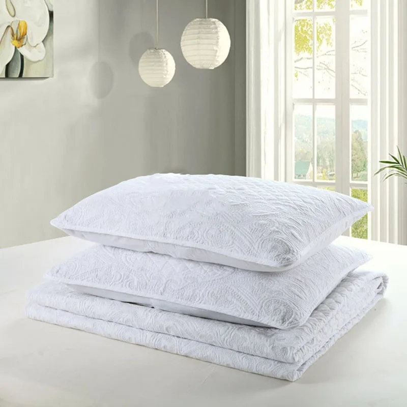 Покрывала для кровати CHAUSUB белый комплект из 3 хлопковых одеял с вышивкой