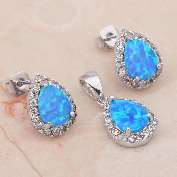 Замечательный дизайн Blue огненный опал Серебро штампованные Ювелирные изделия