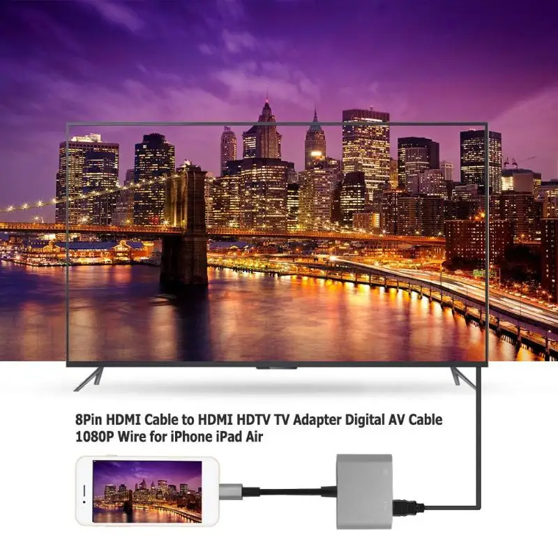 8Pin 1080P HDMI кабель к HDMI HD ТВ адаптер цифровой av-кабель для iPhone iPad Air адаптер провод беспроводной дисплей кабель программный ключ