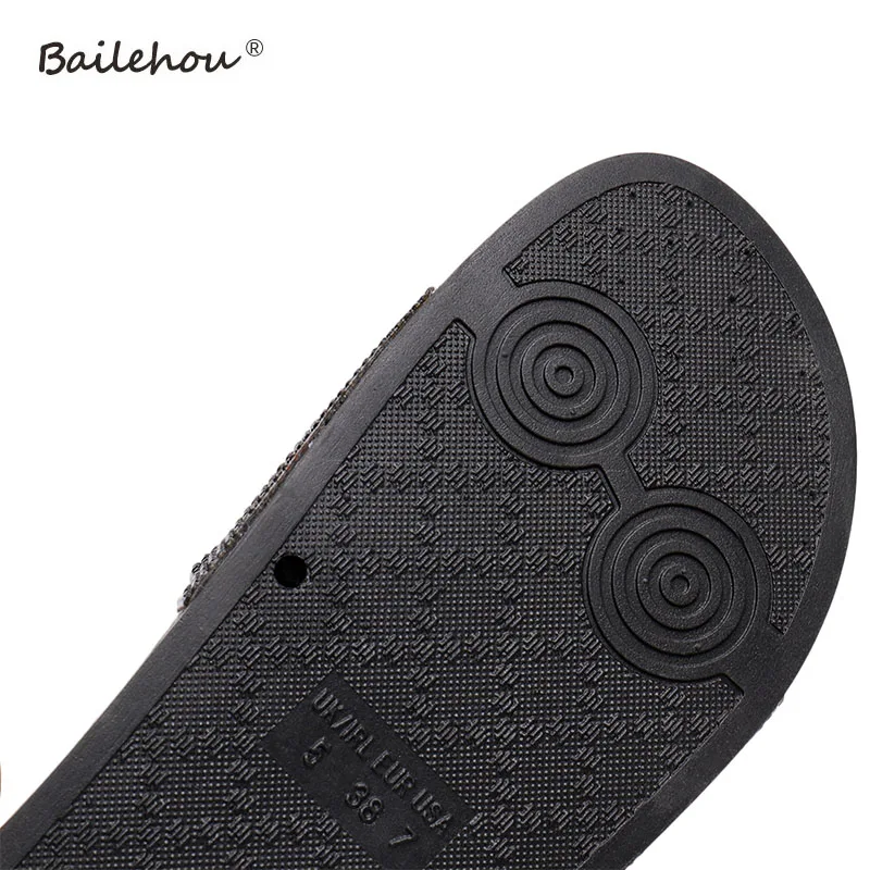 Сланцы женские с кристаллами шлепанцы для дома и пляжа плоская подошва сандалии