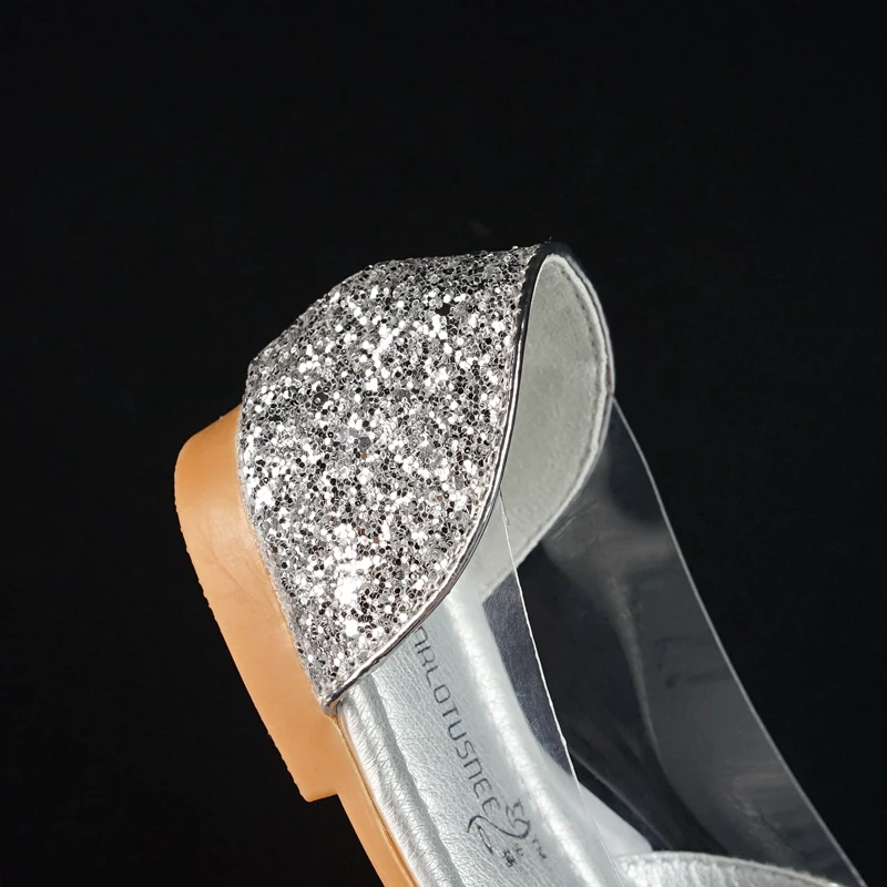 Girl's Sparkling Glitter Flat Heel Closed Toe Flats With Rhinestone Party Shoes601-8 | Детская одежда и обувь